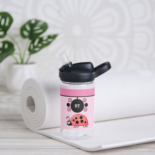 Bouteille D'eau Enfants ladybugs ajouter initiales étoiles rose Ca (Gauche)