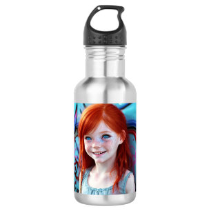 Bouteille D'eau Enfants tribaux   Jolie petite fille à tête rouge