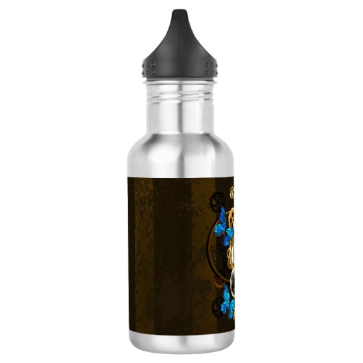 Bouteille D'eau Engrenages à vapeur et papillons bleus (Gauche)
