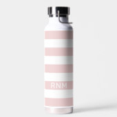 Bouteille D'eau Ensemble de rayures rose pâle avec nom ou monogram (Gauche)