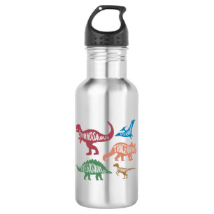 Bouteille D'eau Ensemble de silhouettes de différents dinosaures