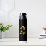 Bouteille D'eau Entreprise du logo noir<br><div class="desc">Arrière - plan noir. Personnalisez et ajoutez le logo de votre entreprise.</div>