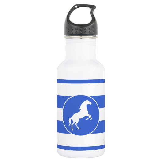 Bouteille D'eau Equestre; Royal Blue Stripes (Devant)