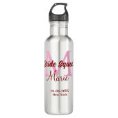 Bouteille D'eau Equipe de mariée ajouter nom monogramme demoiselle (Devant)