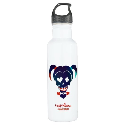 Bouteille D'eau Équipe de suicide | Harley Quinn Head Icon (Devant)