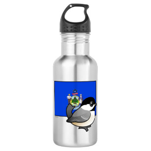 Bouteille D'eau État Birdorable du Maine : Chickadee Noir-couvert