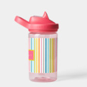 Bouteille D'eau Été Arc en ciel rayures Monogramme Script (Arrière Complet)