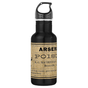 Bouteille D'eau Étiquette d'arsenic sur Burlap