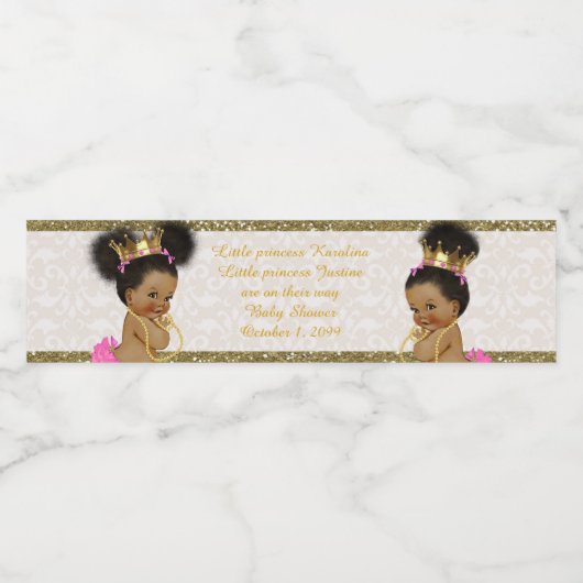 Bouteille d'eau Étiquette fille jumelle Africain,  (Étiquettes simples)