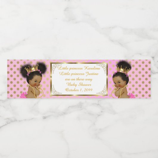 Bouteille d'eau Étiquette fille jumelle, africaine (Étiquettes simples)