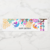 bouteille d'eau ÉTIQUETTE - oiseau mignon, arbre (Étiquettes simples)