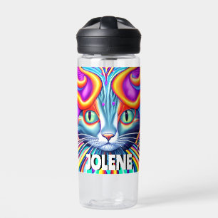 Bouteille D'eau Étiquette personnalisé   Chat Kitty Mystique uniqu