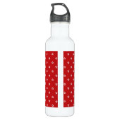 Bouteille D'eau Étoiles blanches sur Monogramme rouge vif (Dos)