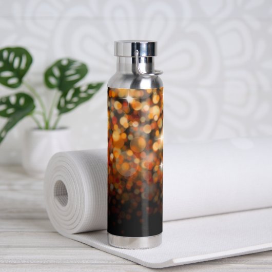 Bouteille D'eau Étoiles de Bright Orange et Gold Bokehs (Yoga)
