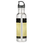 Bouteille D'eau Etoiles de Noël brillantes or, pattes sur or et no (Dos)