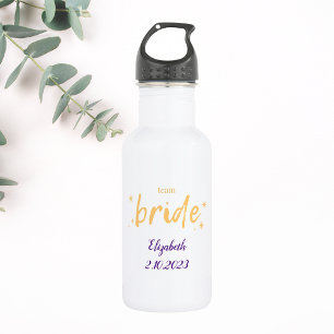 Bouteille D'eau Étoiles jaunes et violette Élégante mariée