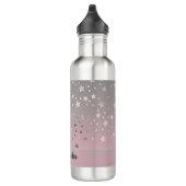 Bouteille D'eau Étoiles Monogrammes Rose Et Gris Élégant Chic (Droite)