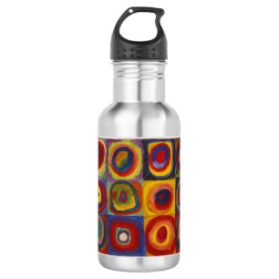 Bouteille D'eau Étude de couleur : Carrés avec cercles concentrés
