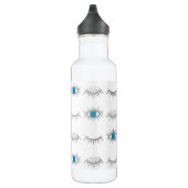Bouteille D'eau Eyelashes aux yeux mal Nazar Mati Motif Silver Blu (Droite)