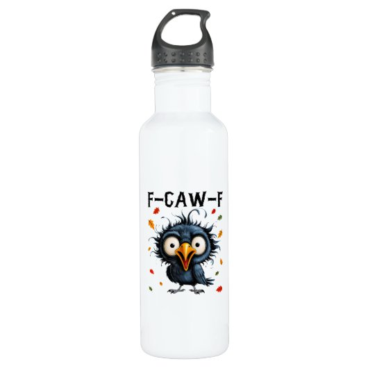 Bouteille D'eau F-Caw-F Crow Pun Funny Bird Cawing Grunge Hallowee (Devant)