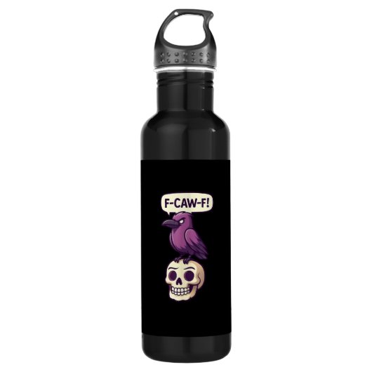 Bouteille D'eau F-Caw-F Crow Skull Halloween Humor Graphic Design (Devant)