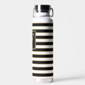 Bouteille D'eau F Monogramme Floral Or | Blancs noirs (Arrière)