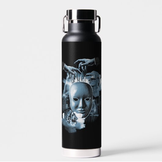 Bouteille D'eau Faceless - Techno-Goth Streetwear Design (Avant)