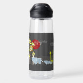 Bouteille D'eau Famille d'éléphants mignons Whimsical dans les arb (Arrière)
