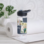 Bouteille D'eau Famille multi photo moderne marine bleu simple fam<br><div class="desc">Un cadeau moderne et élégant multi photo famille. La couleur bleu marine peut être changée.</div>