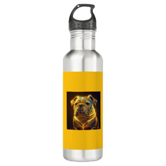 Bouteille D'eau Fantasy Image Neon Yellow English Bulldog