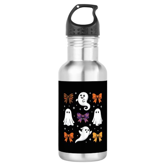 Bouteille D'eau Fantôme Mignon avec Ruban Design Halloween_1 (Devant)