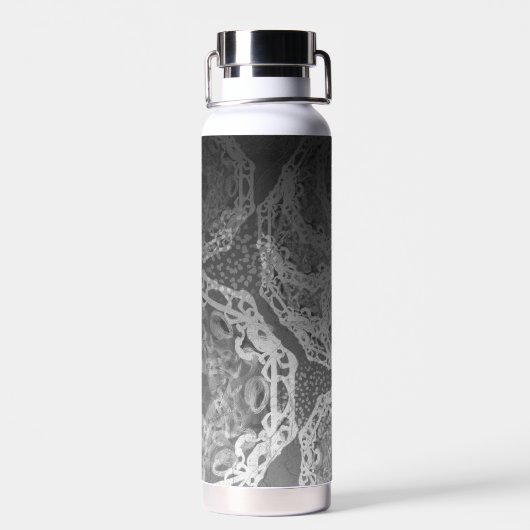 Bouteille D'eau Faux Argent ornemental et Or Noir Monogramme (Arrière)