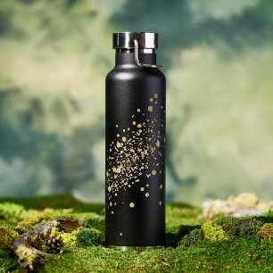 Bouteille D'eau Faux Gold Confetti en noir