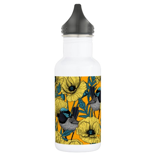 Bouteille D'eau Fée et pavots en jaune (Gauche)