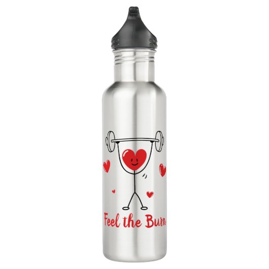 Bouteille D'eau Feel the Burn Heart Workout Funny Gym  (Droite)