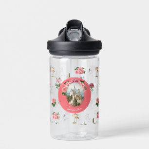 Bouteille D'eau Fées Rose Floral Champignons Fée Château Monogramm