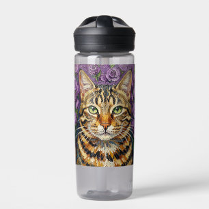 Bouteille D'eau Félin & Floral Art personnalisé de chat mignon
