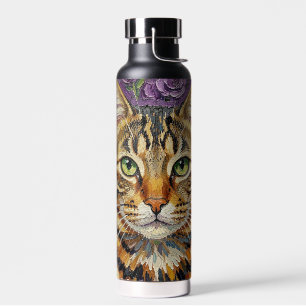 Bouteille D'eau Félin & Floral Chat Artistique Mignon