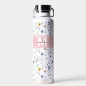 Bouteille D'eau Feminine Boho Botanical Script Monogram (Arrière)