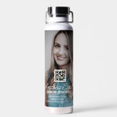 Bouteille D'eau Femme chef d'entreprise ajouter nom photo q r code (Arrière)