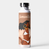 Bouteille D'eau Femme noire, Bikini blanc, Prêt plage (Gauche)