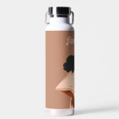 Bouteille D'eau Femme noire, Bikini blanc, Prêt plage (Avant)