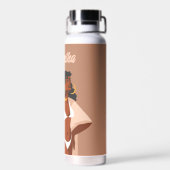 Bouteille D'eau Femme noire, Bikini blanc, Prêt plage (Arrière)