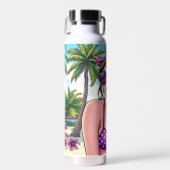 Bouteille D'eau Femmes en Bikini violet et Bandanna à la plage (Avant)