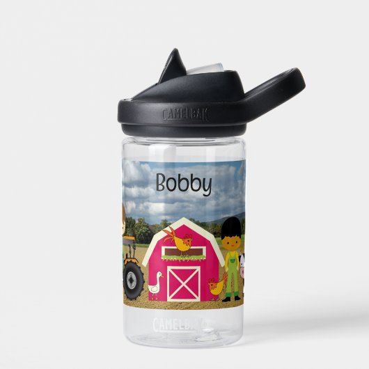 Bouteille D'eau Ferme Animaux Tracteur Ajouter Nom de l'enfant Fun (Gauche)