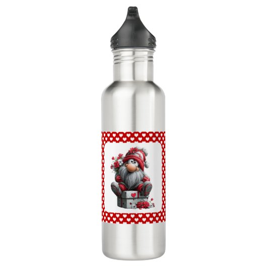 Bouteille D'eau Festive Love Messenger Gnome "Heart and Presents" (Droite)