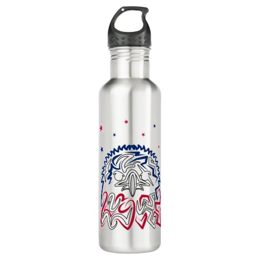 Bouteille D'eau Fête de l'Indépendance Étoiles d'aigle américain (Devant)