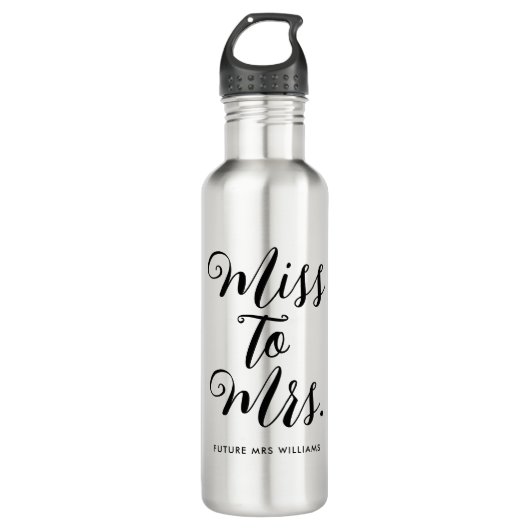 Bouteille D'eau Fête de mariage Miss to Mrs Moderne  (Devant)