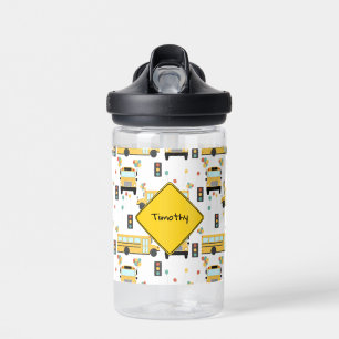 Bouteille D'eau Fête d'enfants du bus scolaire jaune Nom personnal