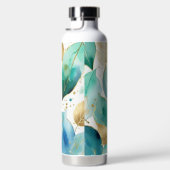 Bouteille D'eau Feuilles bleu, Turquoise et or (Droite)